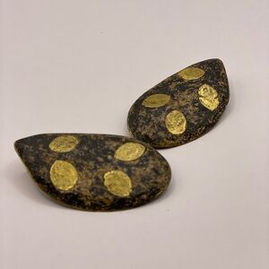 Vintage 1980’s Burnished Black and Gold Clip-on Earrings